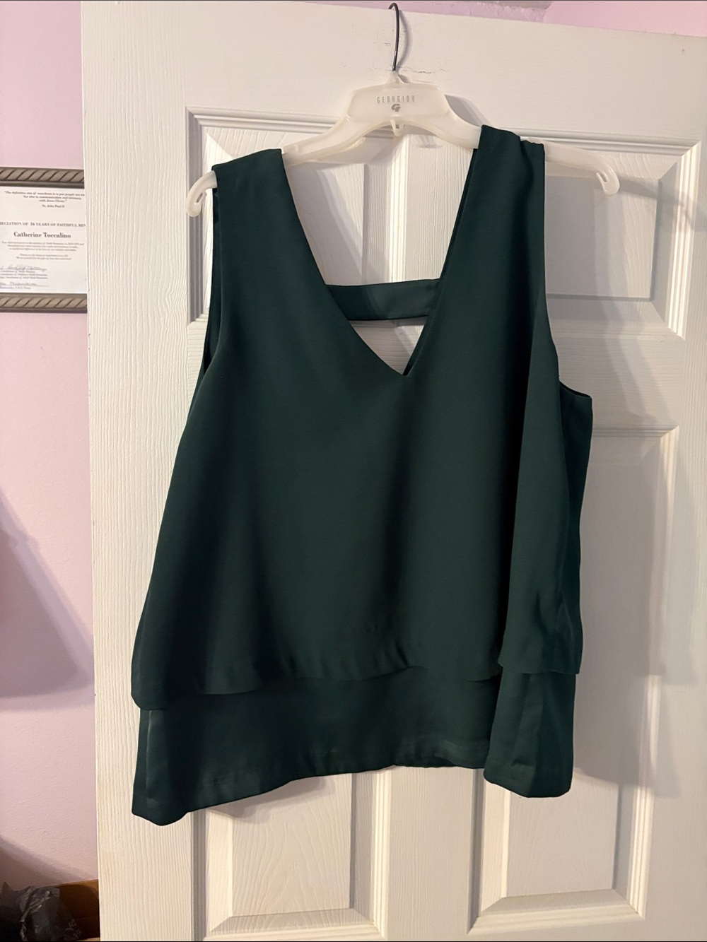 Banana Republic Deep Green Layered V-Neck Tank